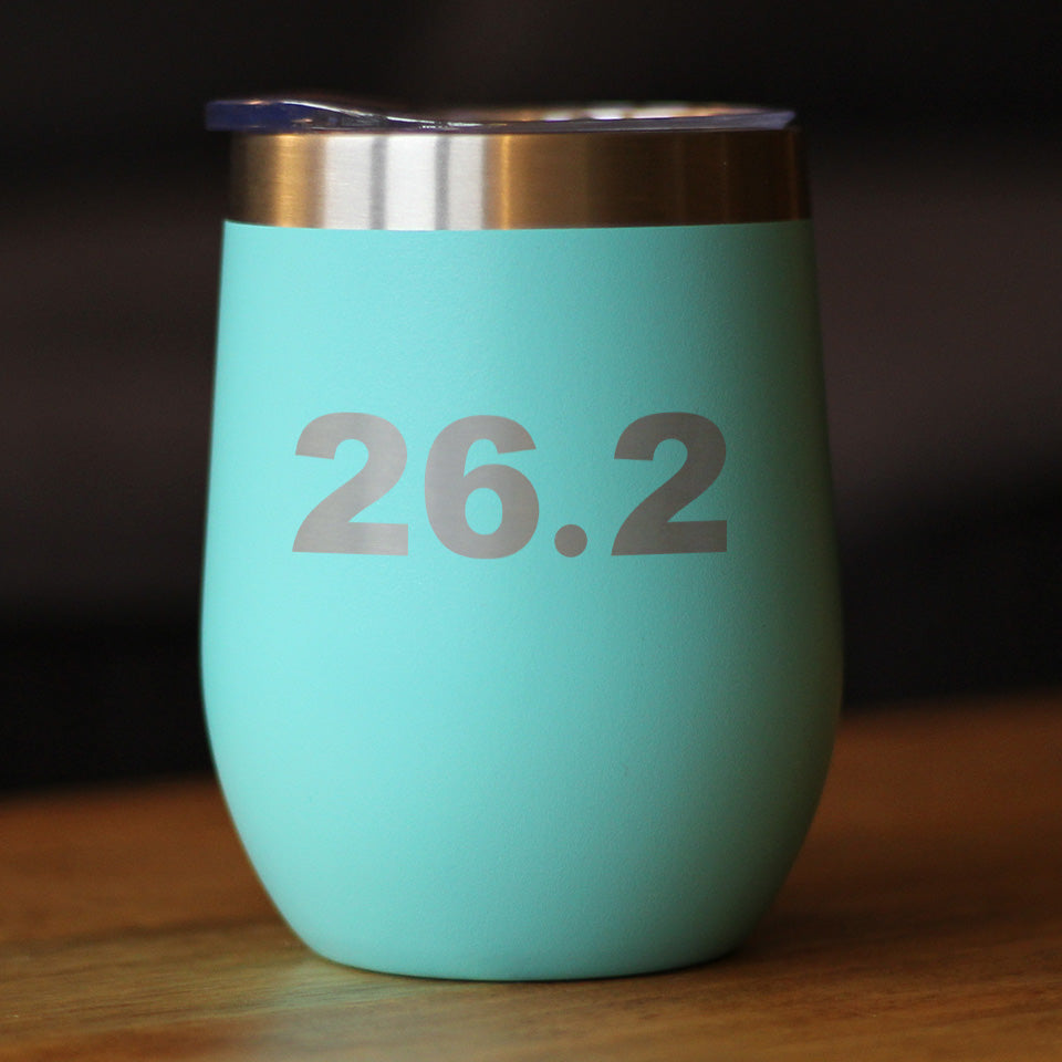 26.2 Marathon - Wine Tumbler Cup with Sliding Lid - Stainless Steel Insulated Mug - Gifts for Marathon Runners Men & Women