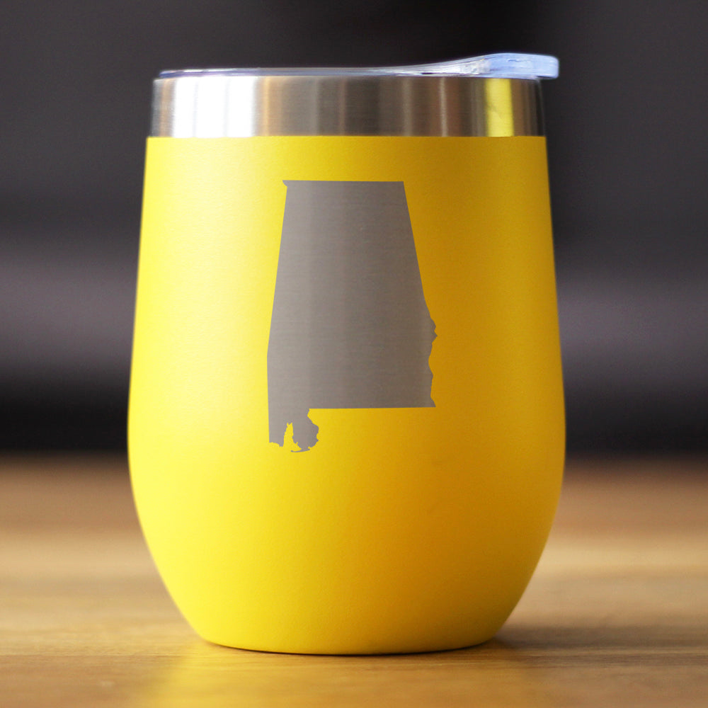 Alabama State Outline - Wine Tumbler