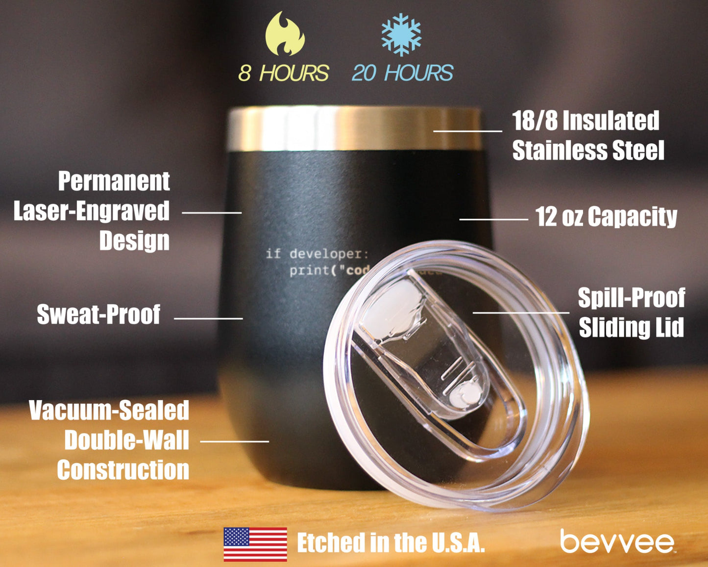 Code Blooded Insulated Wine Tumbler with Sliding Lid Funny Tech Gifts for Programmer, Coder & Computer Geeks 12oz Stainless Steel Tumbler