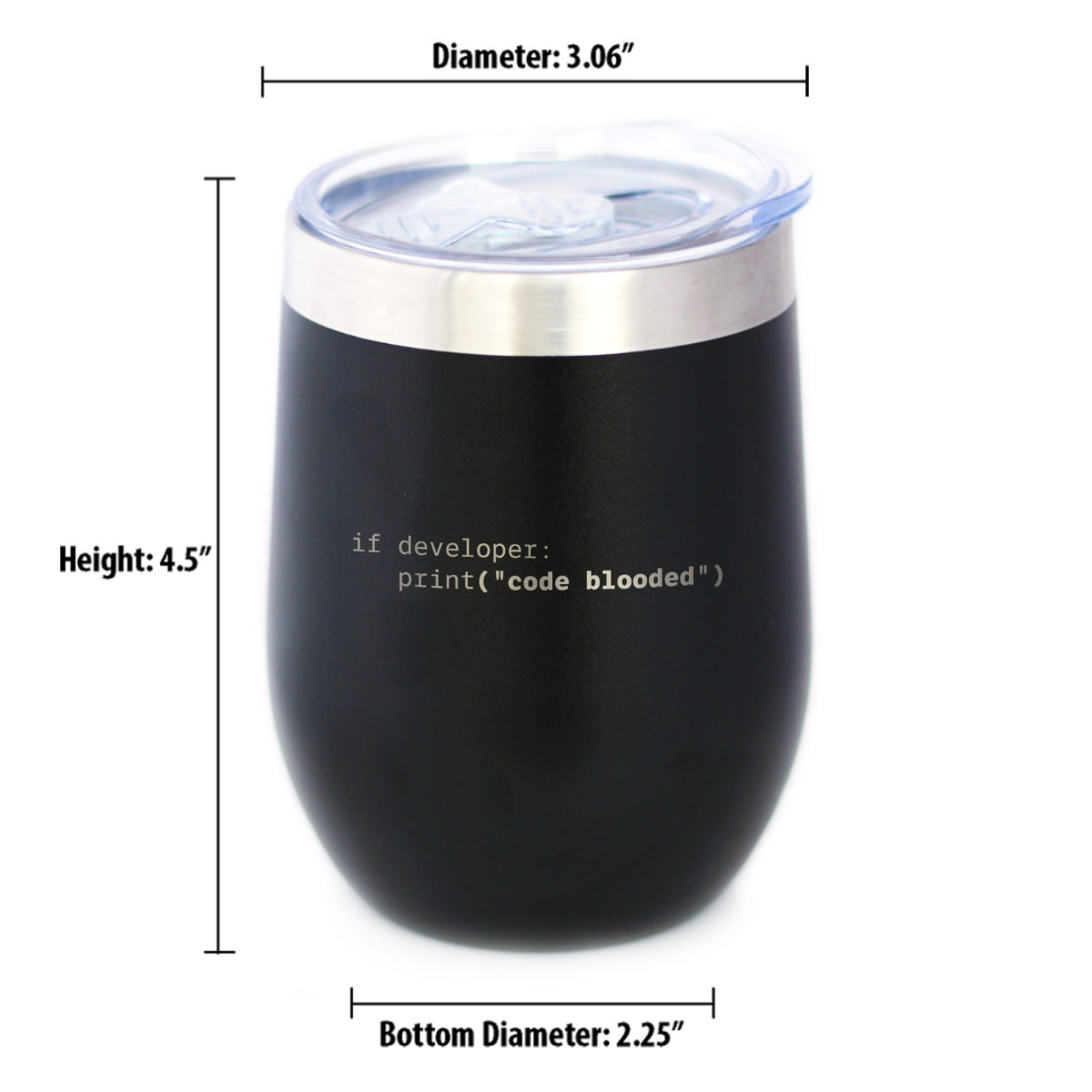Code Blooded Insulated Wine Tumbler with Sliding Lid Funny Tech Gifts for Programmer, Coder & Computer Geeks 12oz Stainless Steel Tumbler