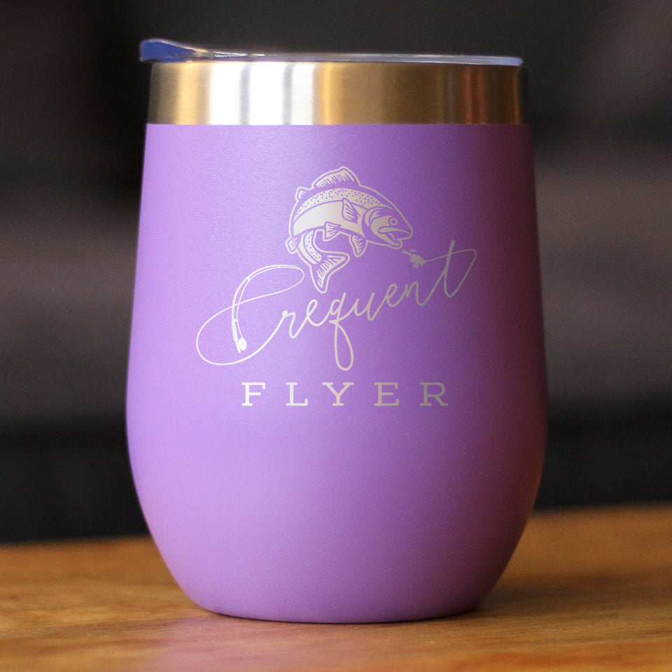 Frequent Flyer Insulated Wine Tumbler with Sliding Lid Fly Fishing Accessories and Gifts 12oz Stainless Steel Tumbler
