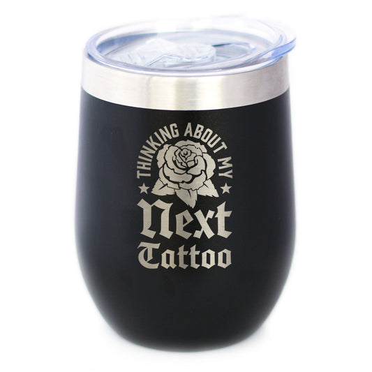Next Tattoo Insulated Wine Tumbler with Sliding Lid Gifts for Tattoo Artist 12oz Stainless Steel Tumbler