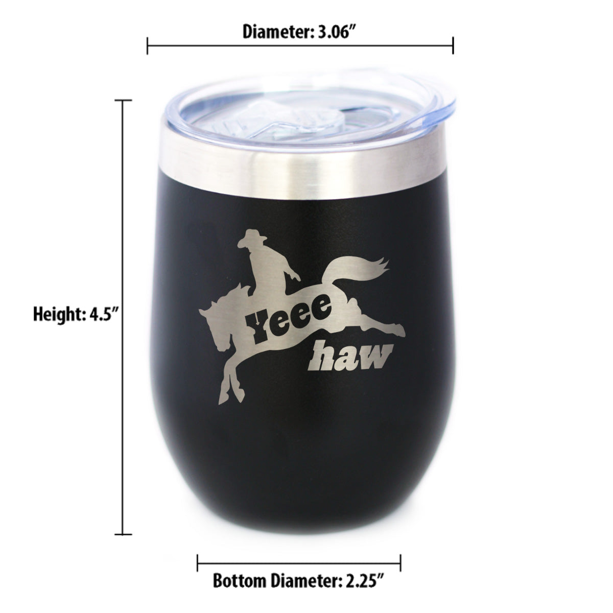 Yeehaw Insulated Wine Tumbler with Sliding Lid Rodeo Party Decorations & Western Home Decor 12oz Stainless Steel Tumbler