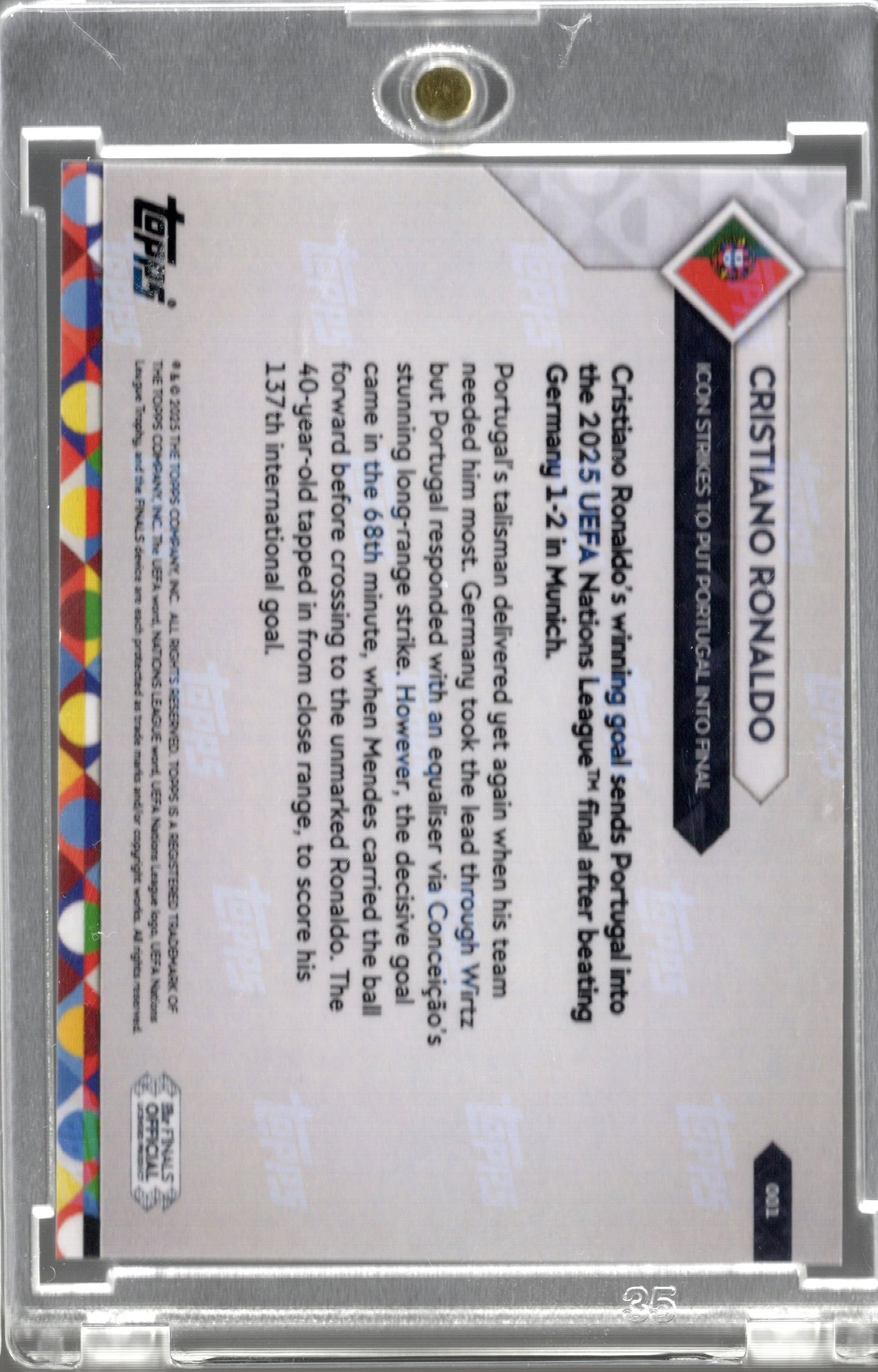 2025 Topps Now Cristiano Ronaldo #1 Gold Foil /50 Soccer Card