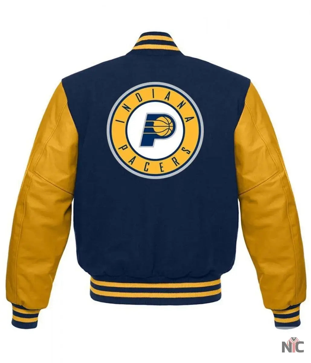Indiana Pacers Letterman Blue and Yellow Jacket
