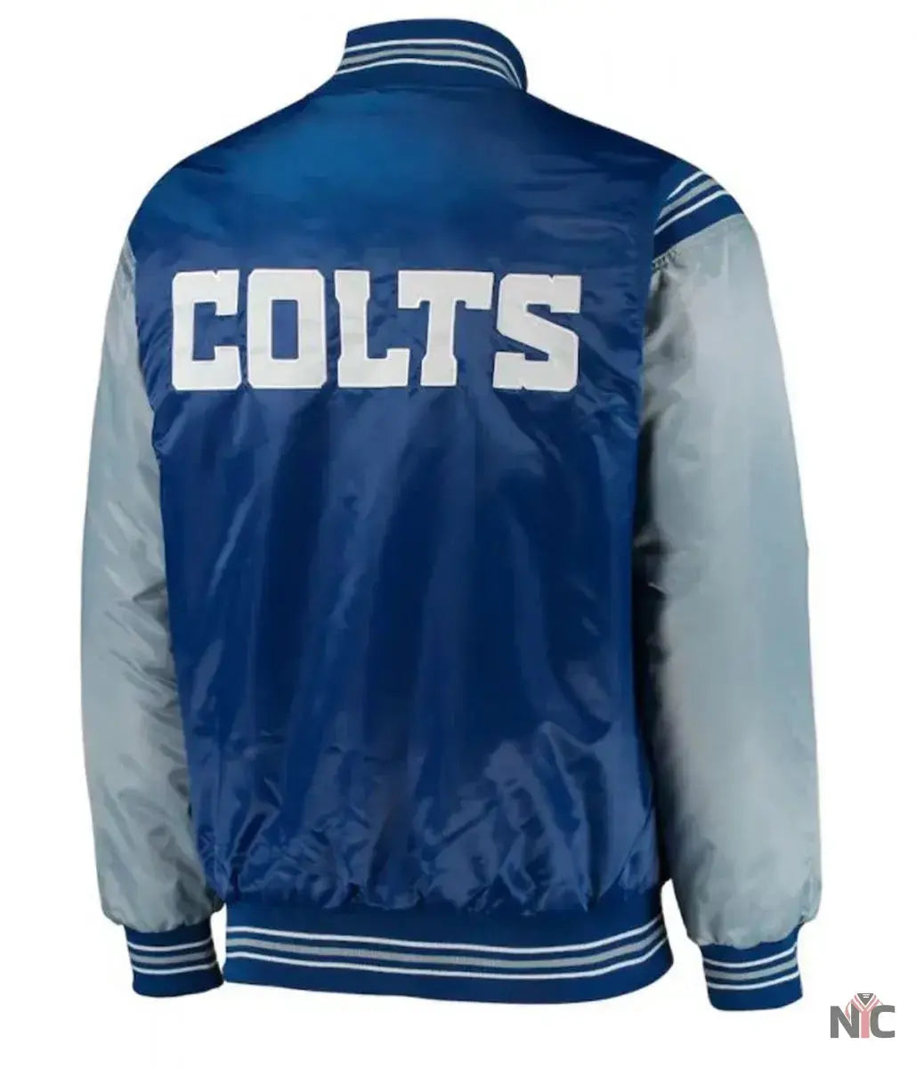 Indianapolis Colts Starter Satin Grey and Blue Jacket