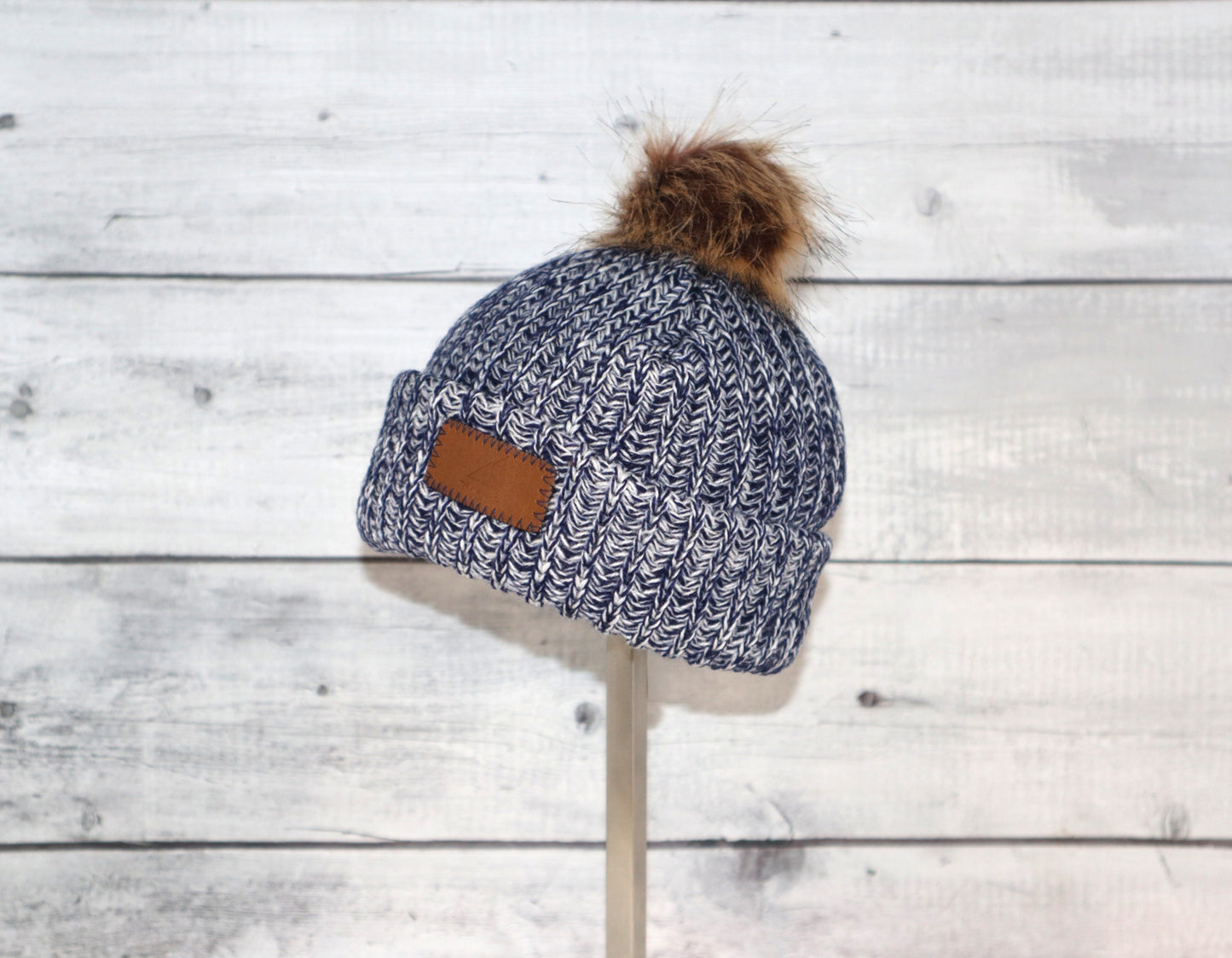 Infant Acrylic Ribbed Cuff with Pom Hat