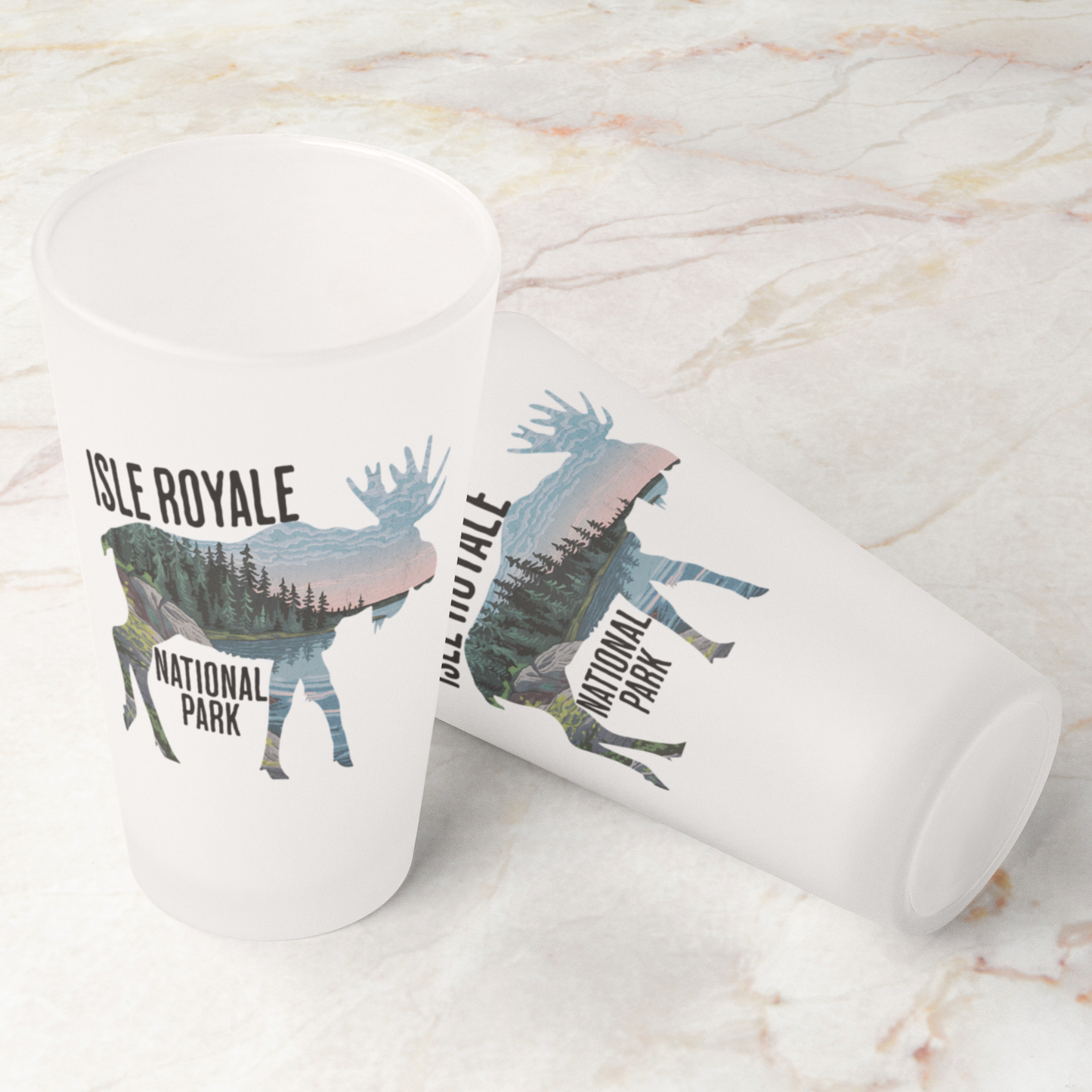 Isle Royale National Park Moose Frosted Pint Glass