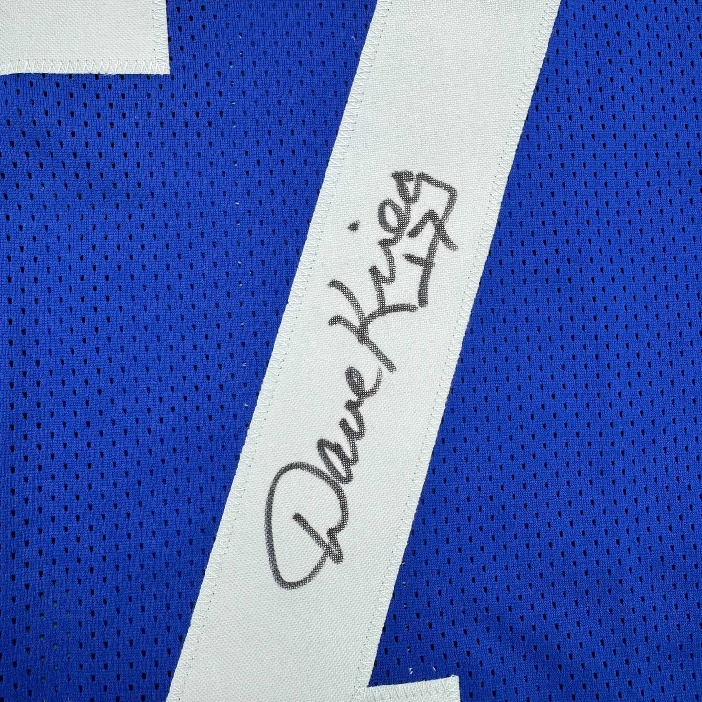 Framed Autographed/Signed David Krieg 35x39 Seattle Blue Football Jersey JSA COA