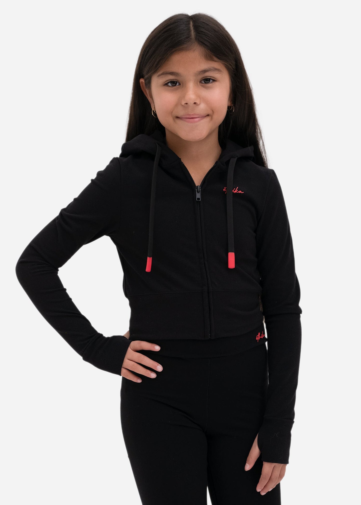 Black | Girls Fitted Zip Hoodie