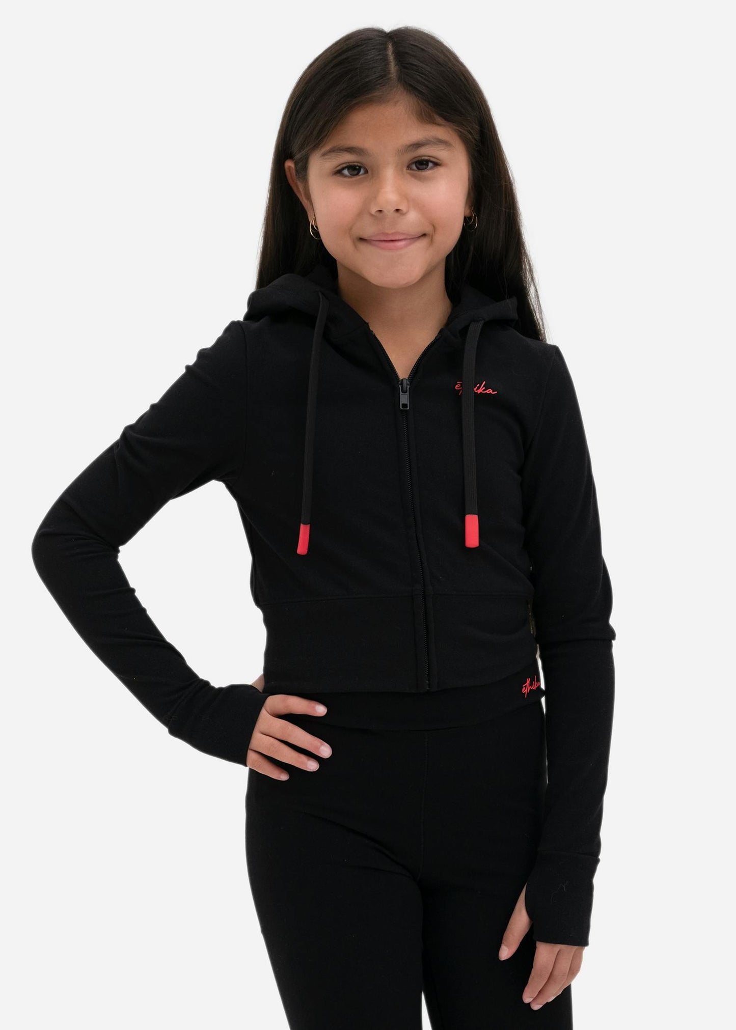 Black | Girls Fitted Zip Hoodie