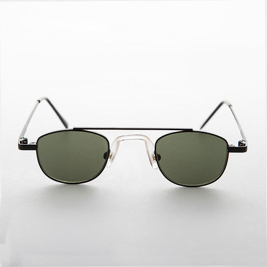Small Square Aviator Sunglass Vintage with Silicone Wrap Nose Pad - Jasper