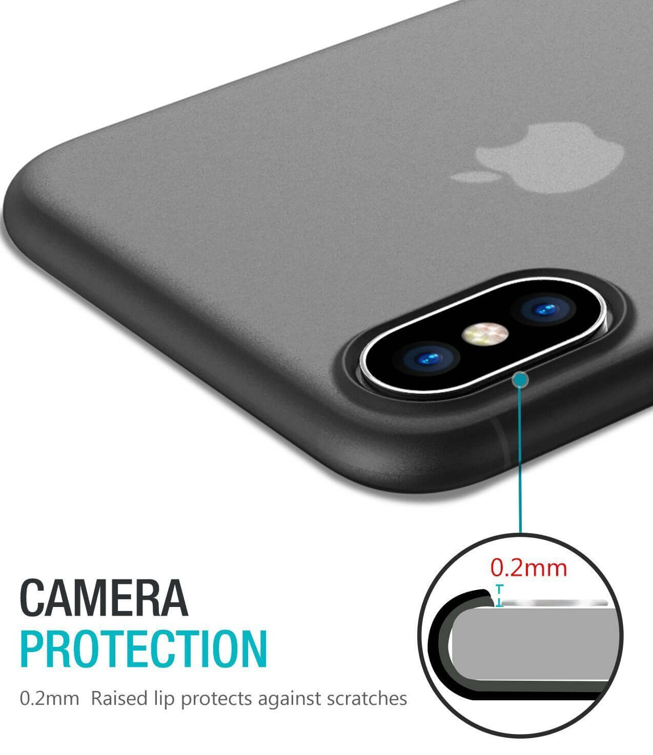 iPhone X Case - Thinnest Premium Ultra Thin Cover - Light, Slim, Minimal, Anti-Scratch Protective - Frosted Black