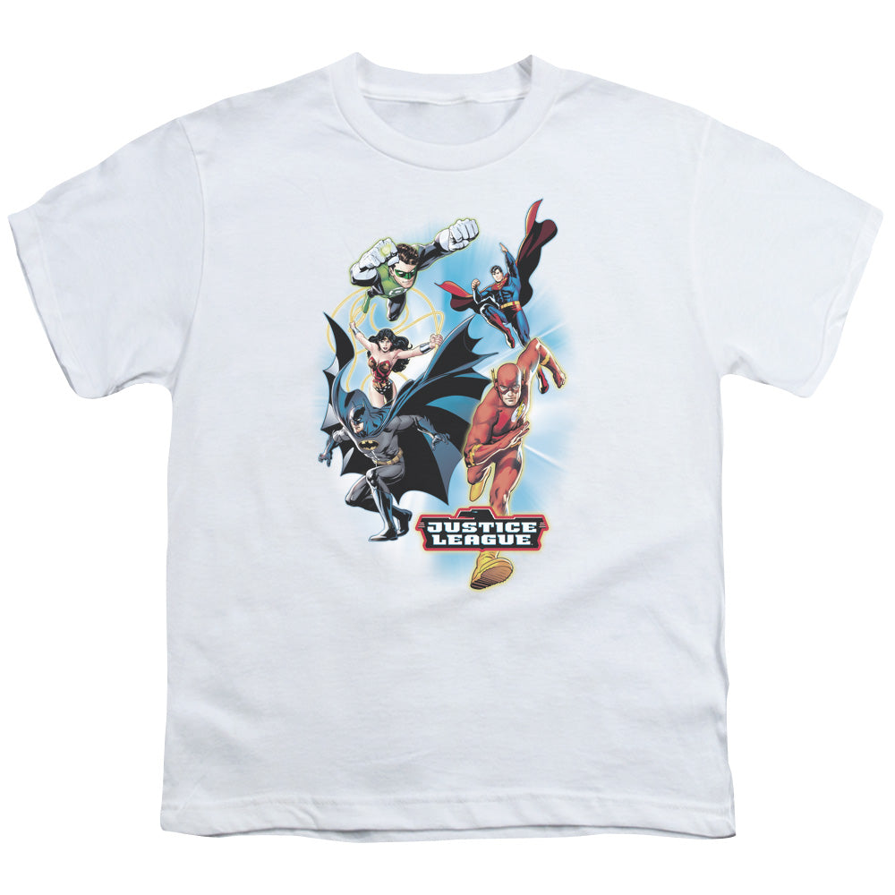 Justice League at Your Service Kids Youth T Shirt White Officially Licensed