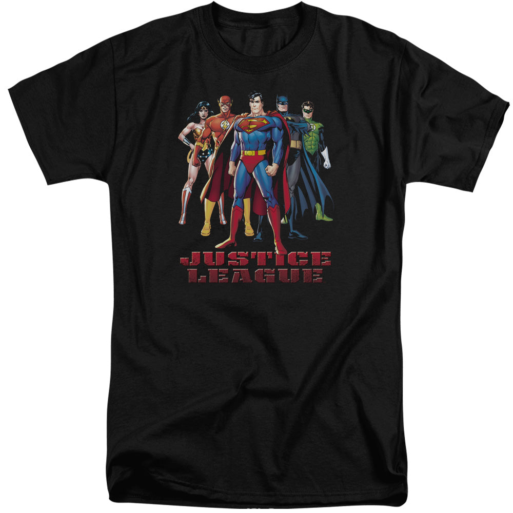 Justice League Of America In League Mens Tall T Shirt Black Officially Licensed