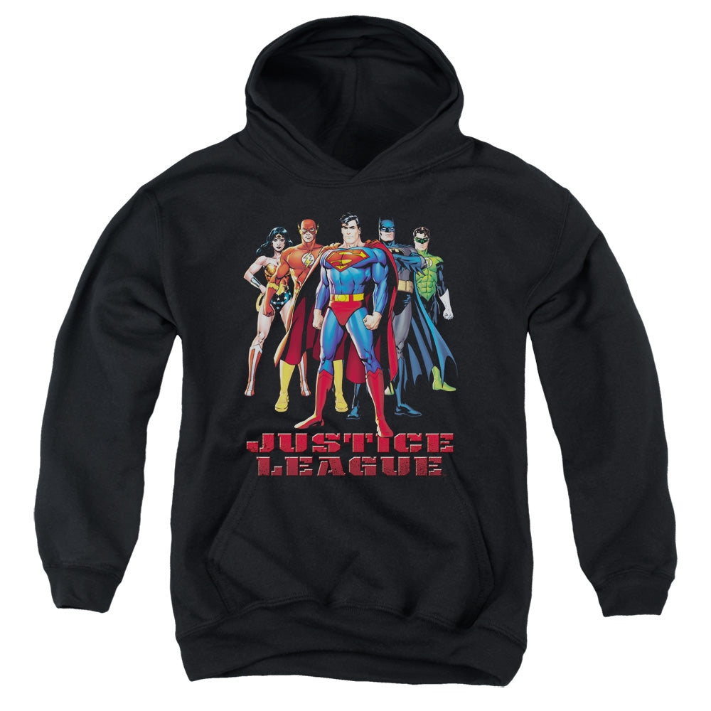 Justice League in League Kids Youth Hoodie Black Officially Licensed