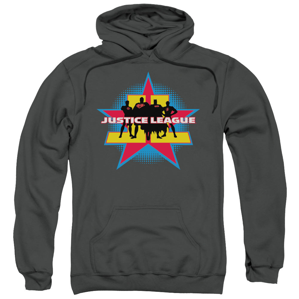 Justice League Stand Tall Mens Hoodie Charcoal Officially Licensed