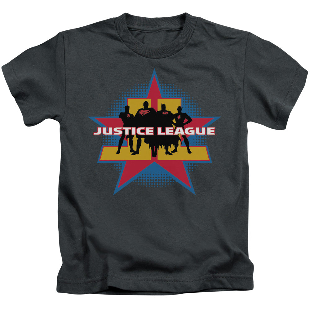 Justice League Stand Tall Juvenile Kids Youth T Shirt Charcoal Officially Licensed