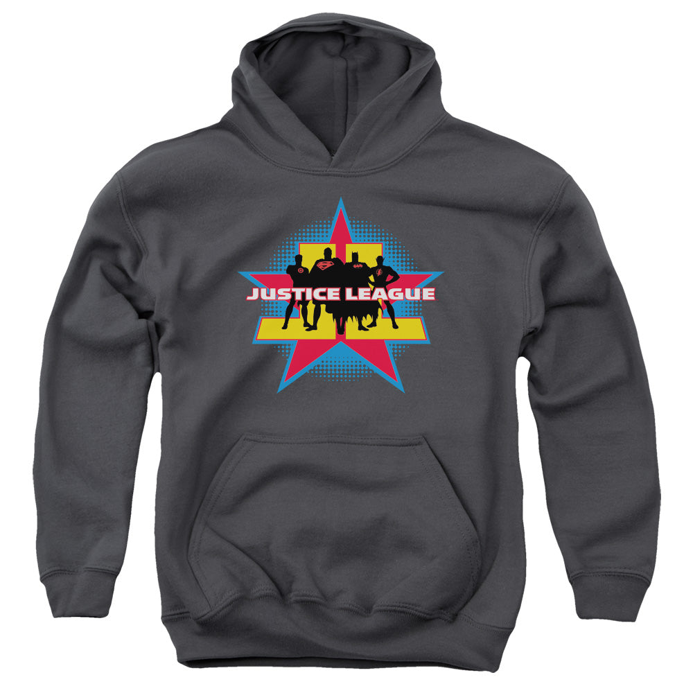 Justice League Stand Tall Kids Youth Hoodie Charcoal Officially Licensed