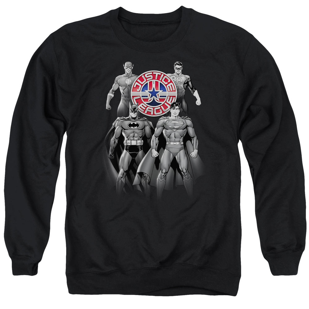 Justice League Shades of Gray Mens Crewneck Sweatshirt Black Officially Licensed