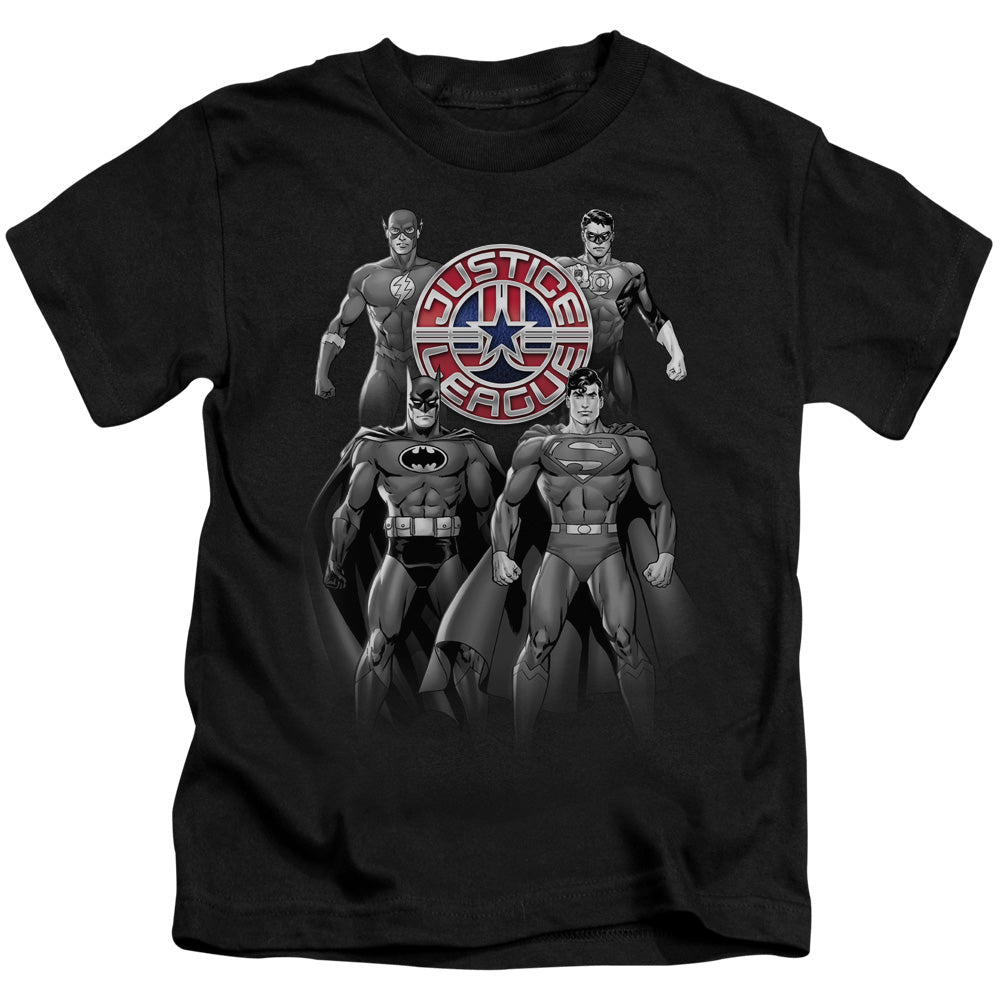 Justice League Shades of Gray Juvenile Kids Youth T Shirt Black Officially Licensed