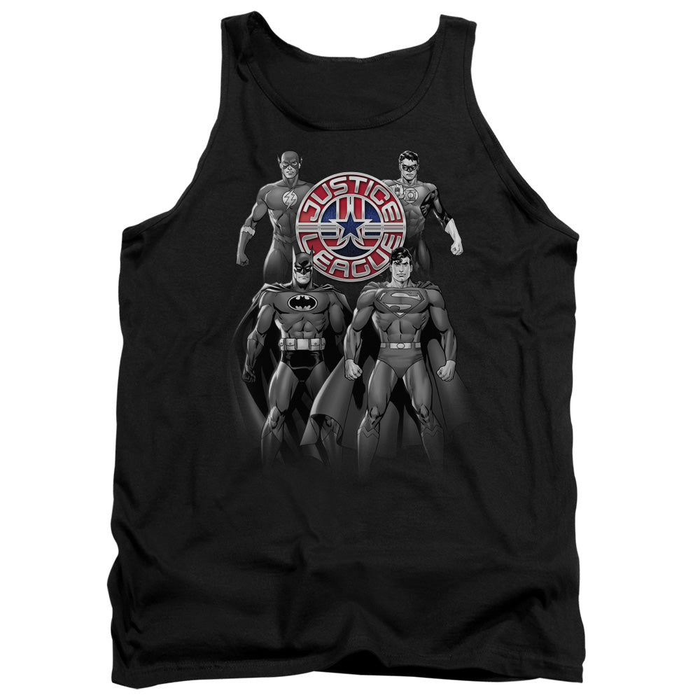Justice League Shades of Gray Mens Tank Top Shirt Black Officially Licensed