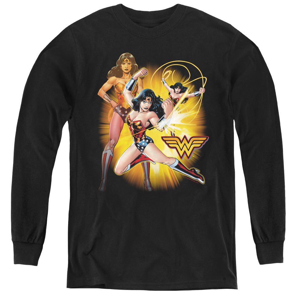 Justice League Wonder Woman Long Sleeve Kids Youth T Shirt Black Officially Licensed