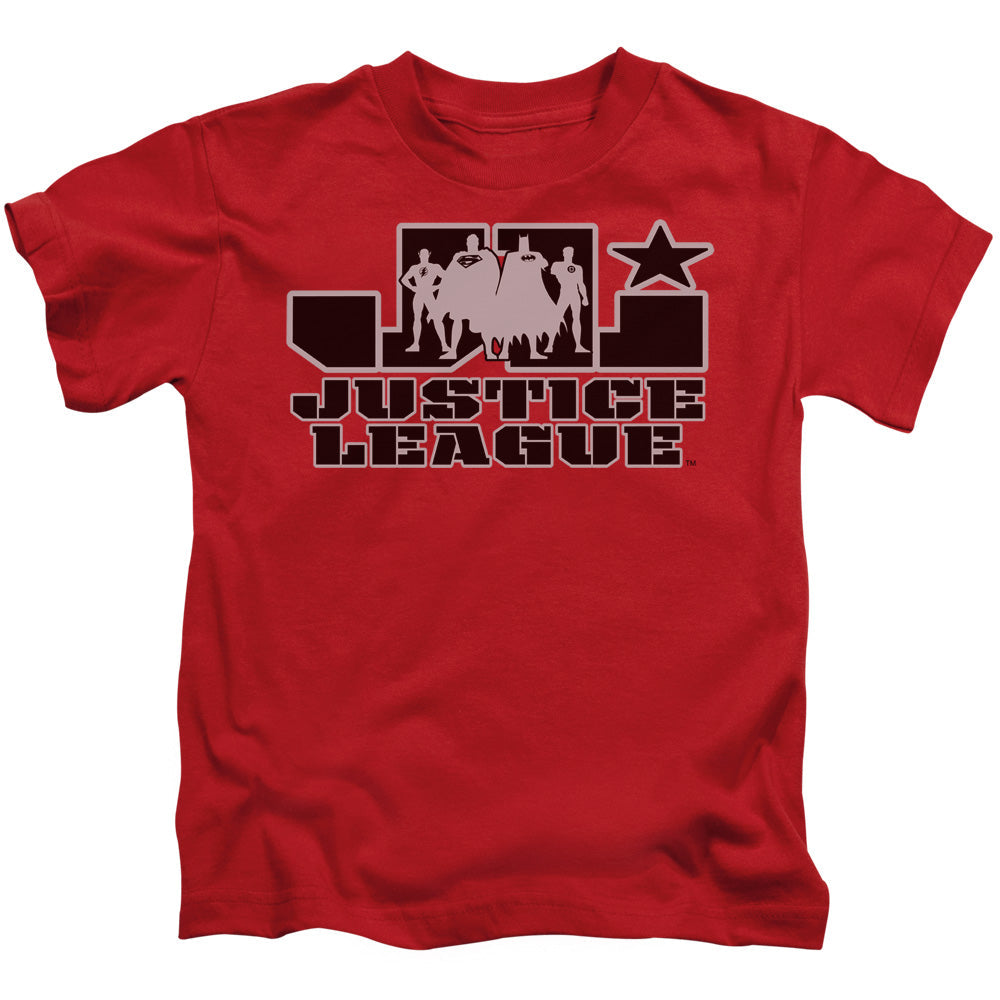 Justice League Justice League Logo Juvenile Kids Youth T Shirt Red Officially Licensed
