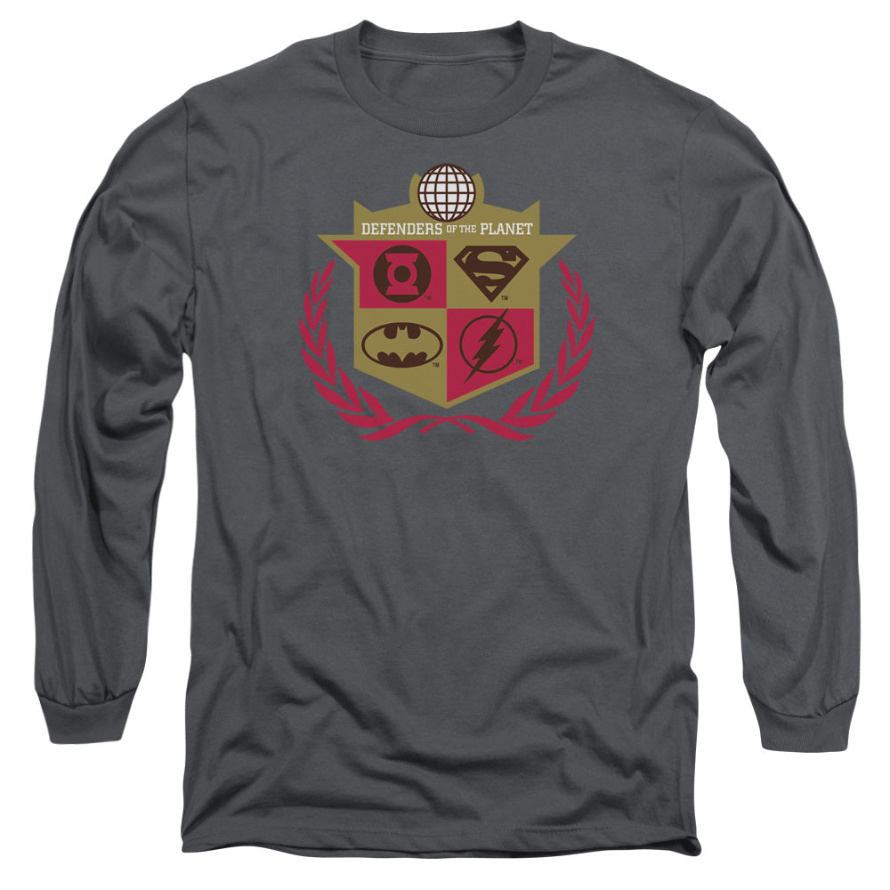 Justice League Defenders Mens Long Sleeve Shirt Charcoal Officially Licensed