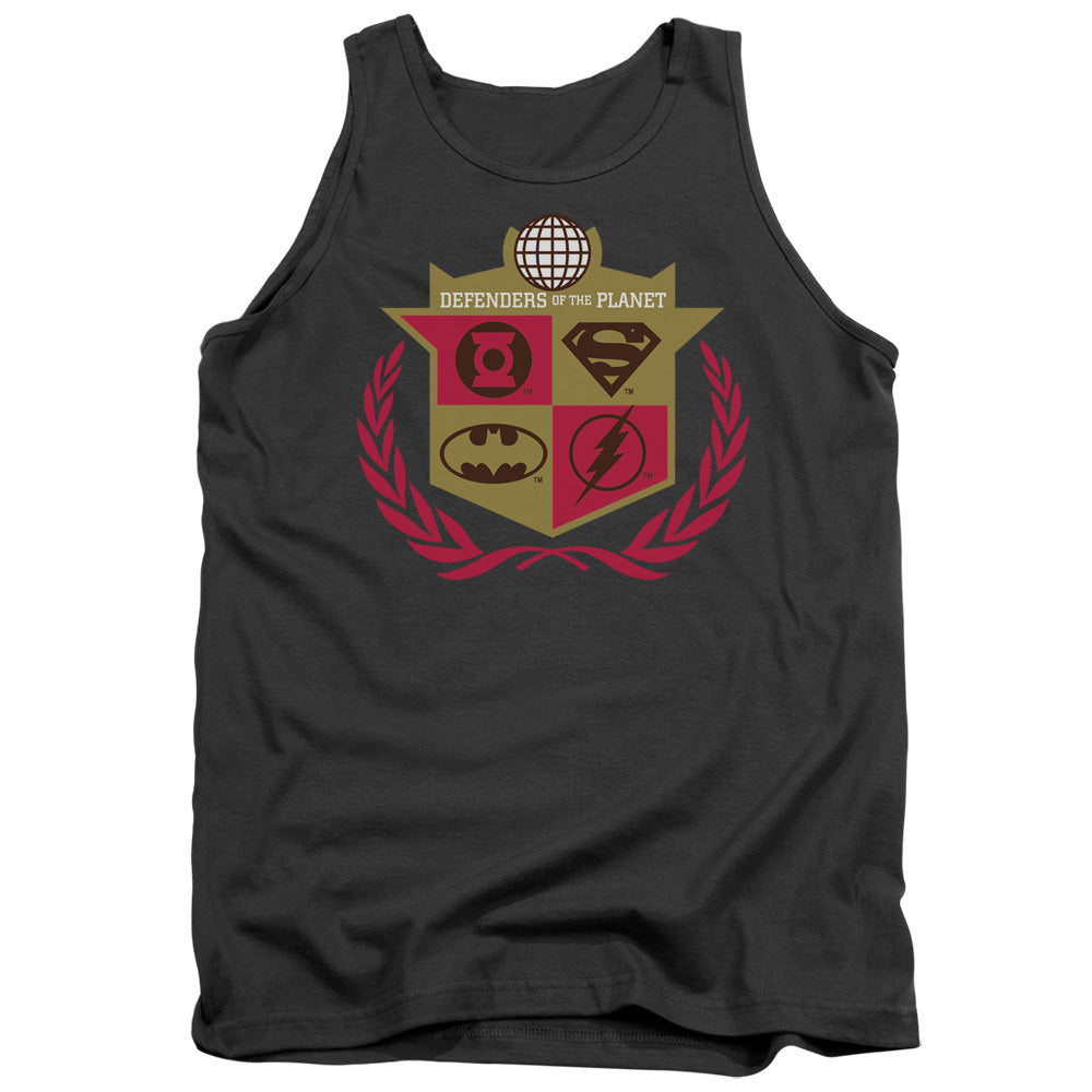 Justice League Defenders Mens Tank Top Shirt Charcoal Officially Licensed