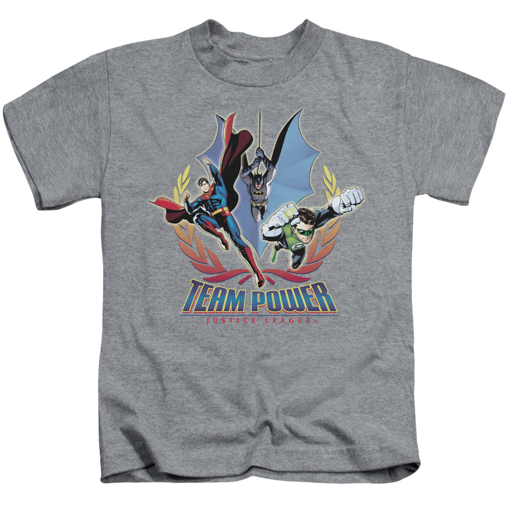 Justice League Team Power Juvenile Kids Youth T Shirt Athletic Heather Officially Licensed