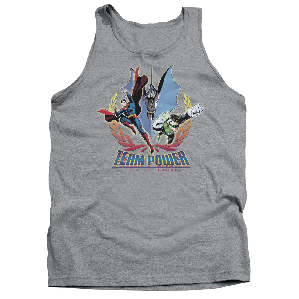 Justice League Team Power Mens Tank Top Shirt Athletic Heather Officially Licensed