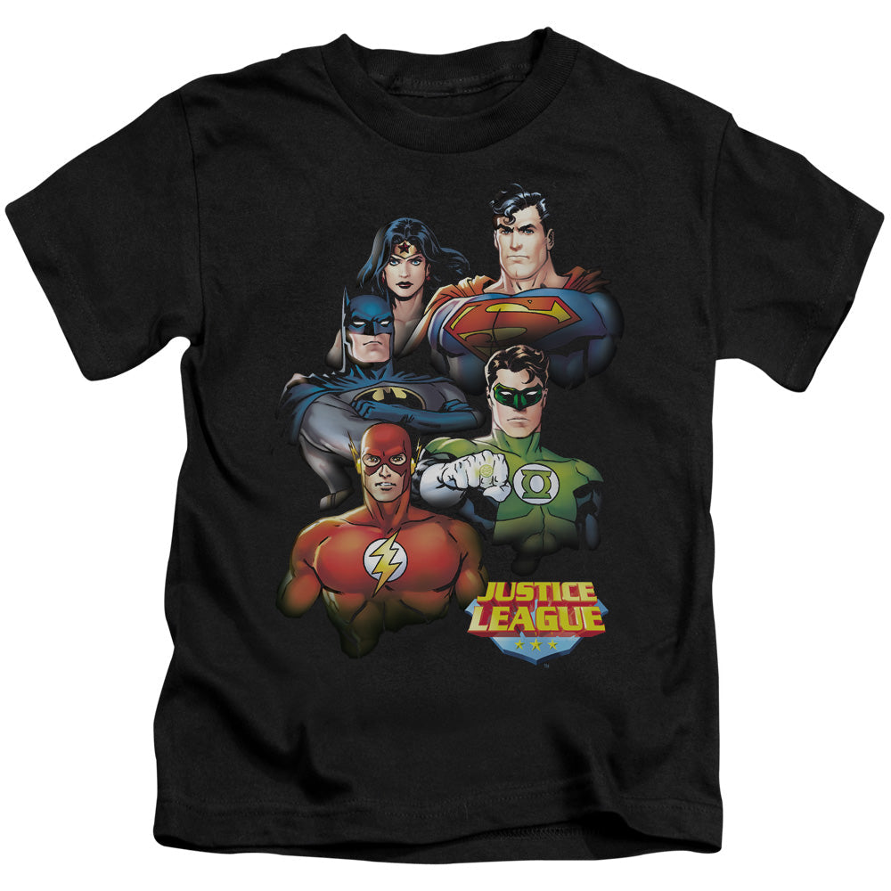 Justice League Group Portrait Juvenile Kids Youth T Shirt Black Officially Licensed