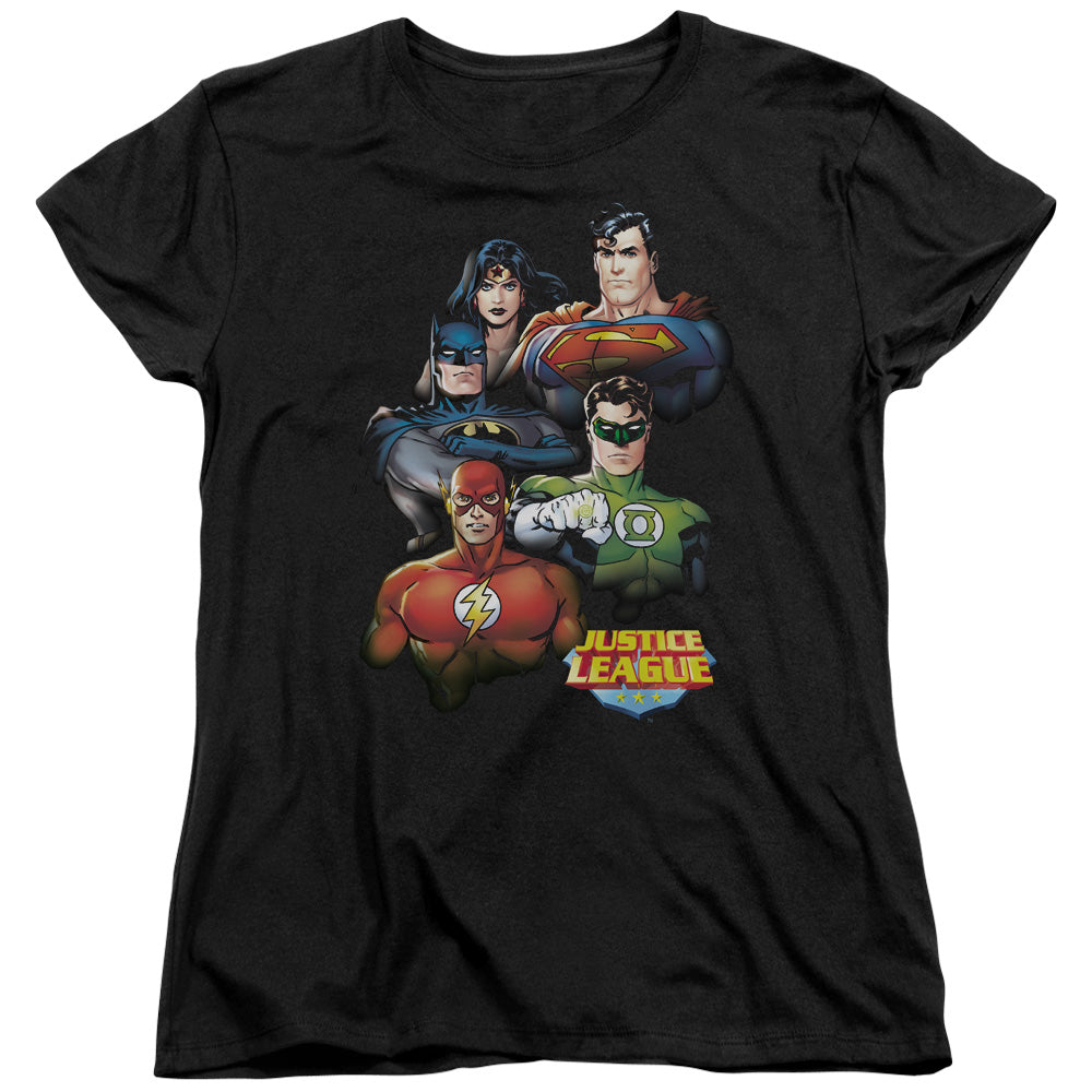 Justice League Group Portrait Womens T Shirt Black Officially Licensed