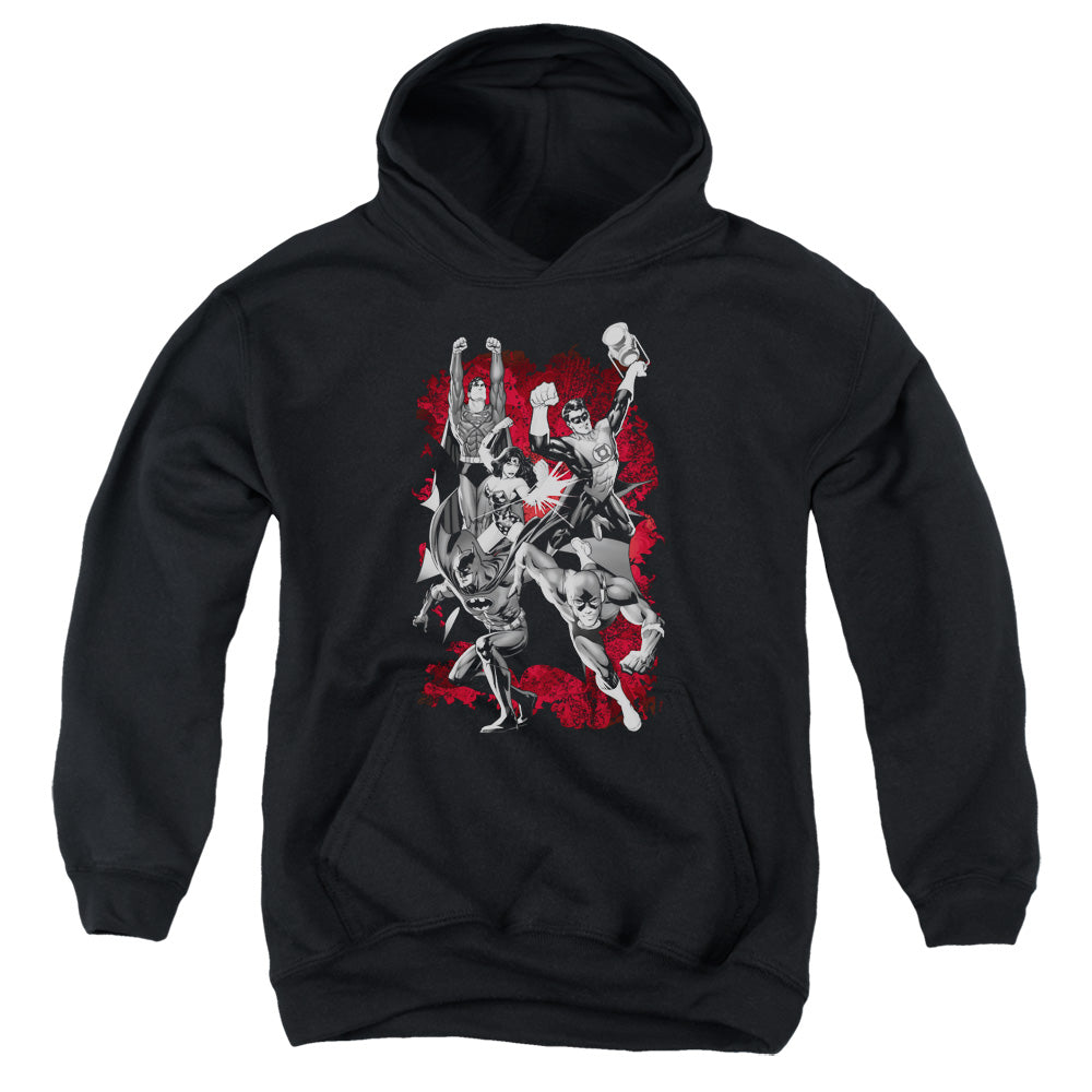 Justice League Justice League Explosion Kids Youth Hoodie Black Officially Licensed