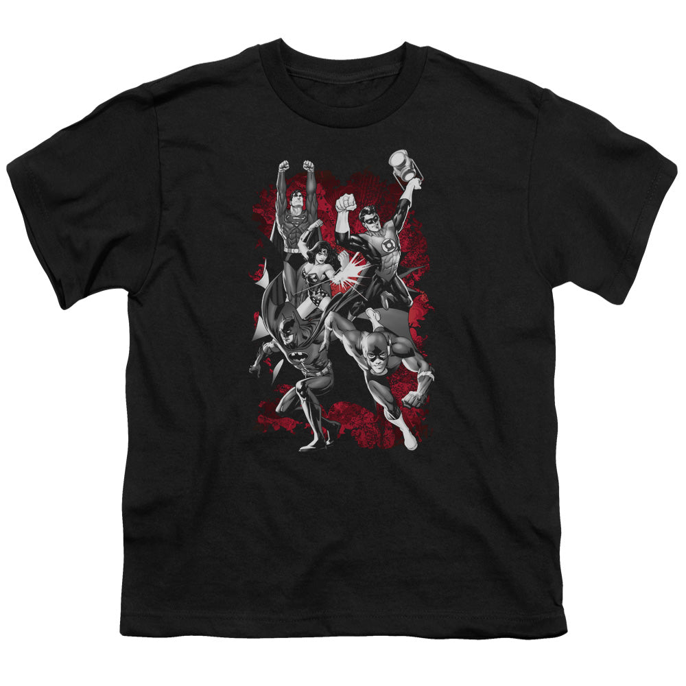 Justice League Justice League Explosion Kids Youth T Shirt Black Officially Licensed