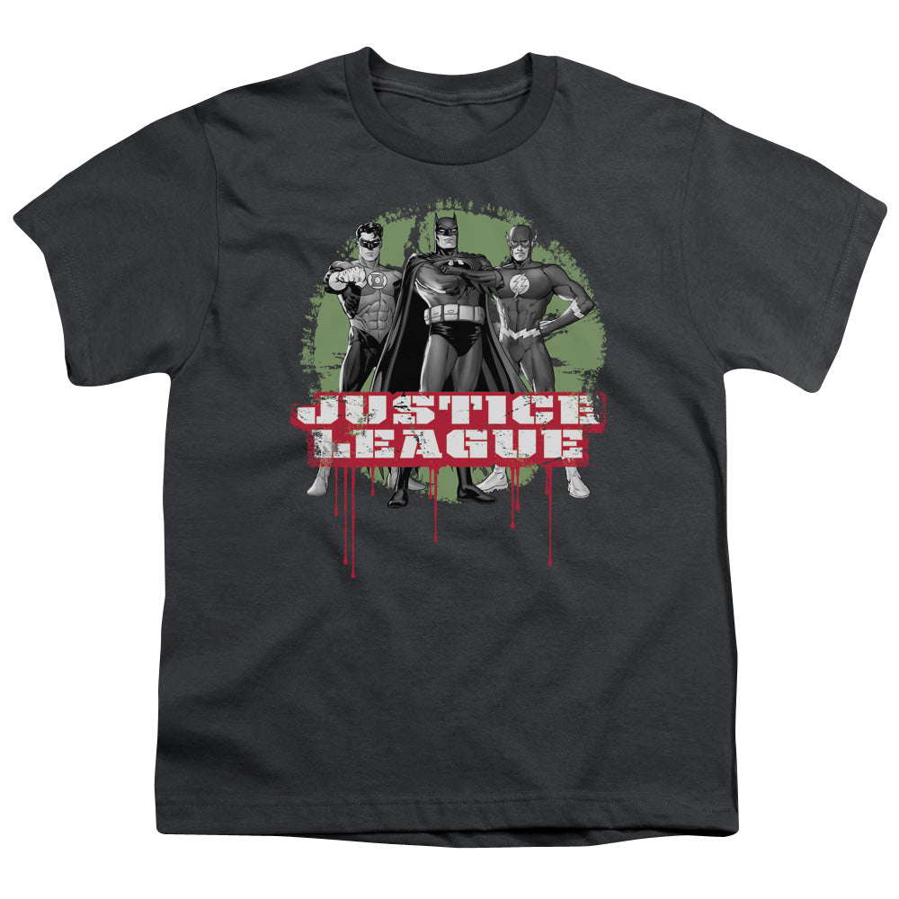 Justice League Justice League Trio Kids Youth T Shirt Charcoal Officially Licensed