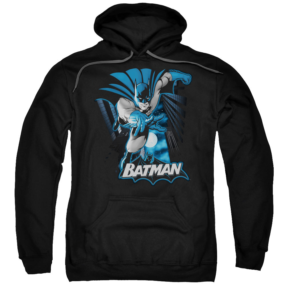 Justice League Batman Blue and Gray Mens Hoodie Black Officially Licensed