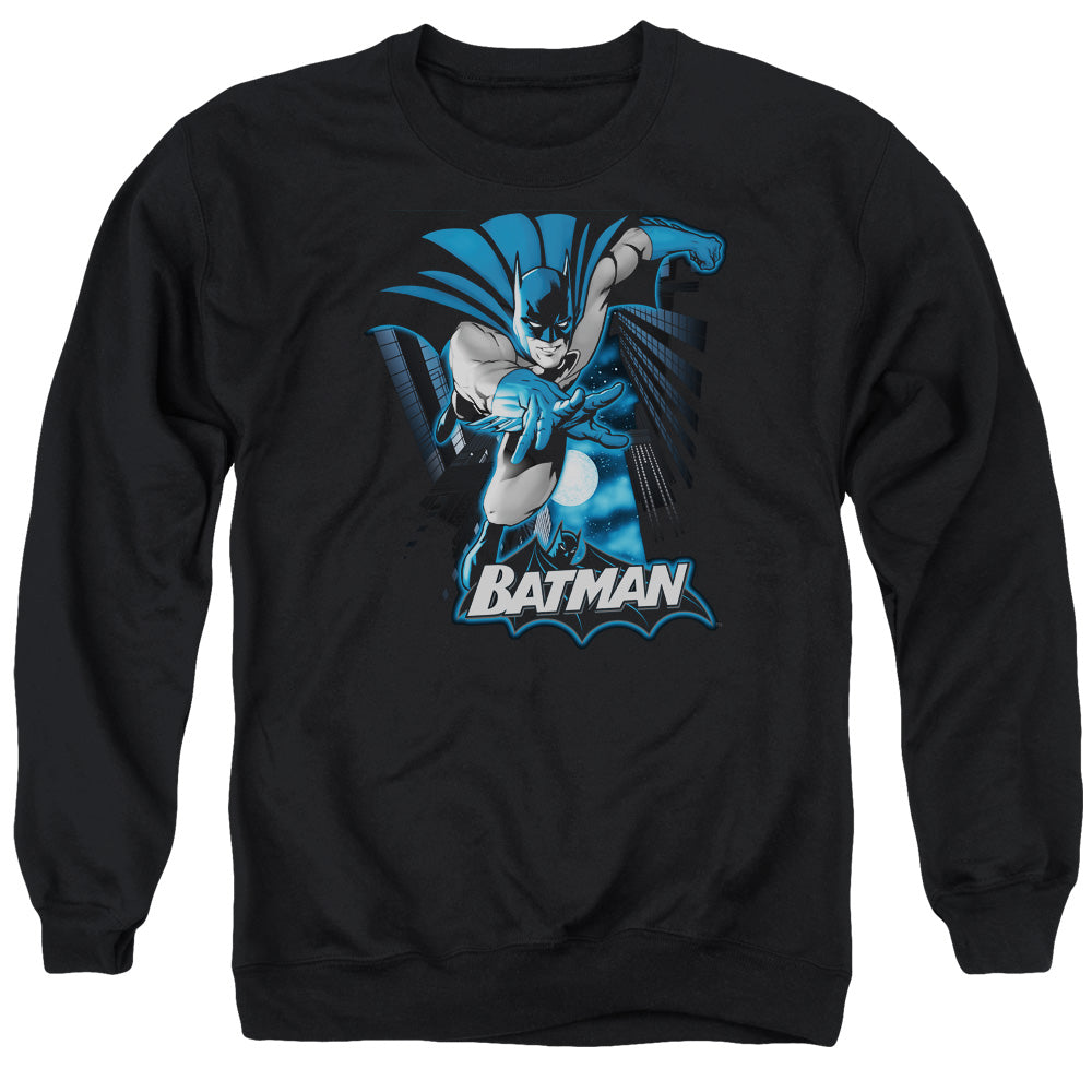 Justice League Batman Blue and Gray Mens Crewneck Sweatshirt Black Officially Licensed