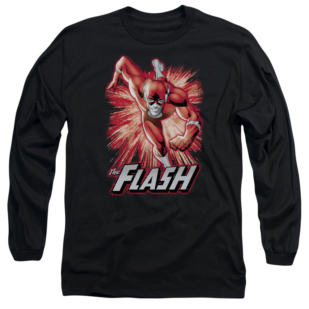 Justice League Flash Red & Gray Mens Long Sleeve Shirt Black Officially Licensed