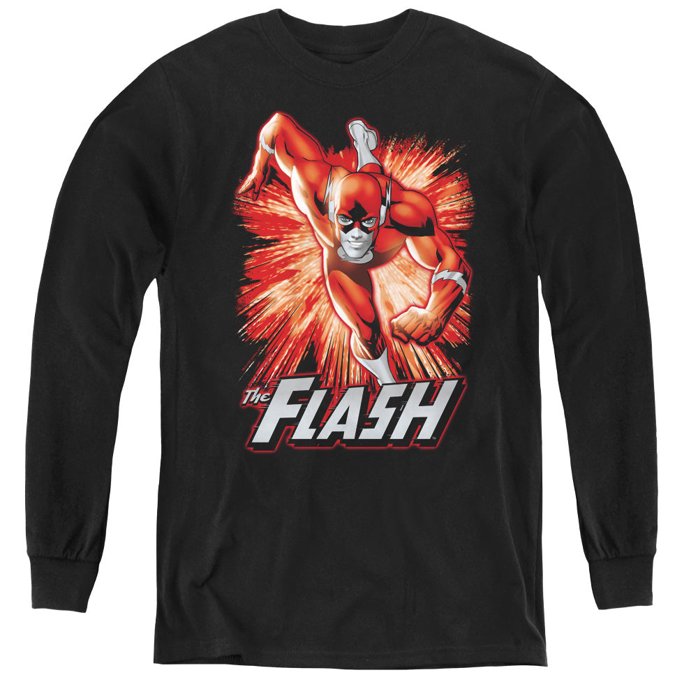 Justice League Flash Red & Gray Long Sleeve Kids Youth T Shirt Black Officially Licensed