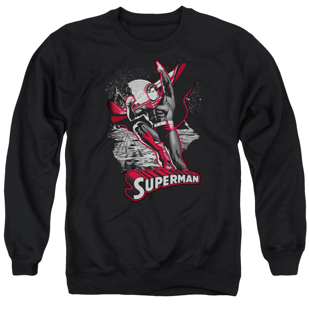 Justice League Superman Red and Gray Mens Crewneck Sweatshirt Black Officially Licensed