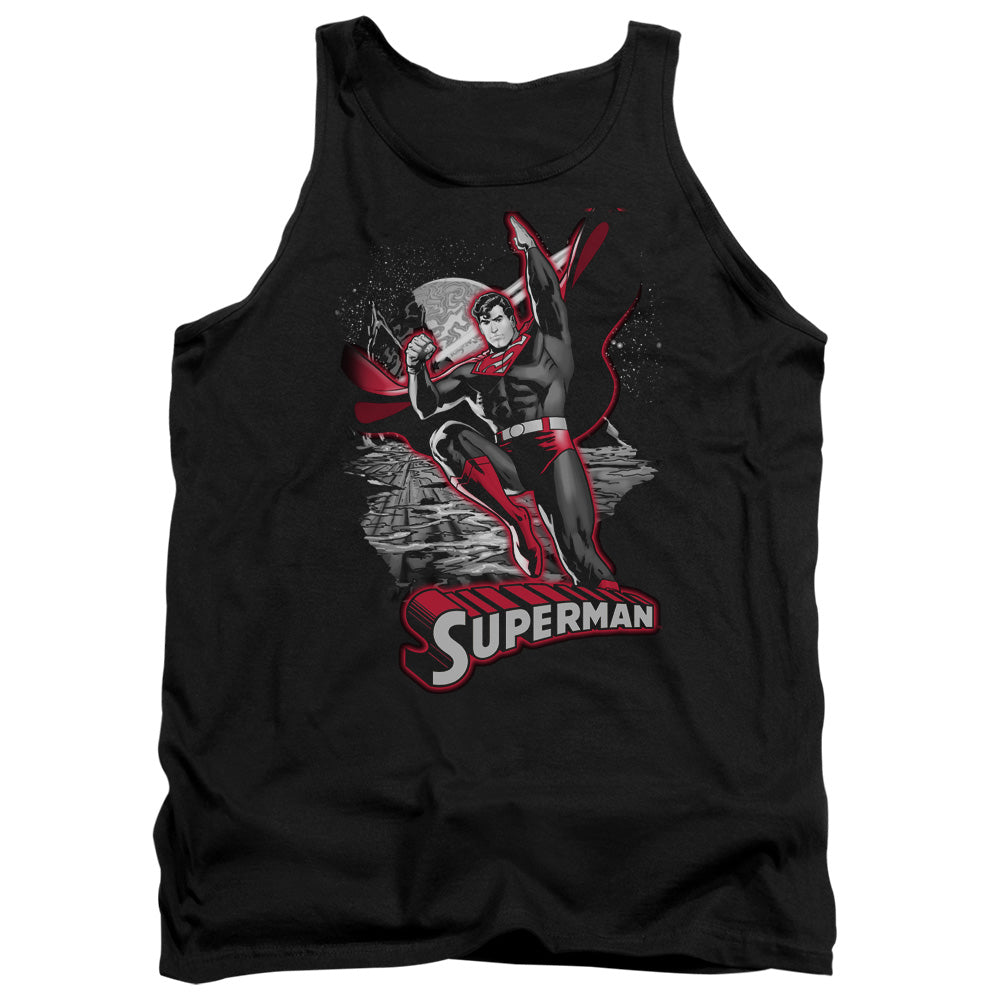 Justice League Superman Red & Gray Mens Tank Top Shirt Black Officially Licensed