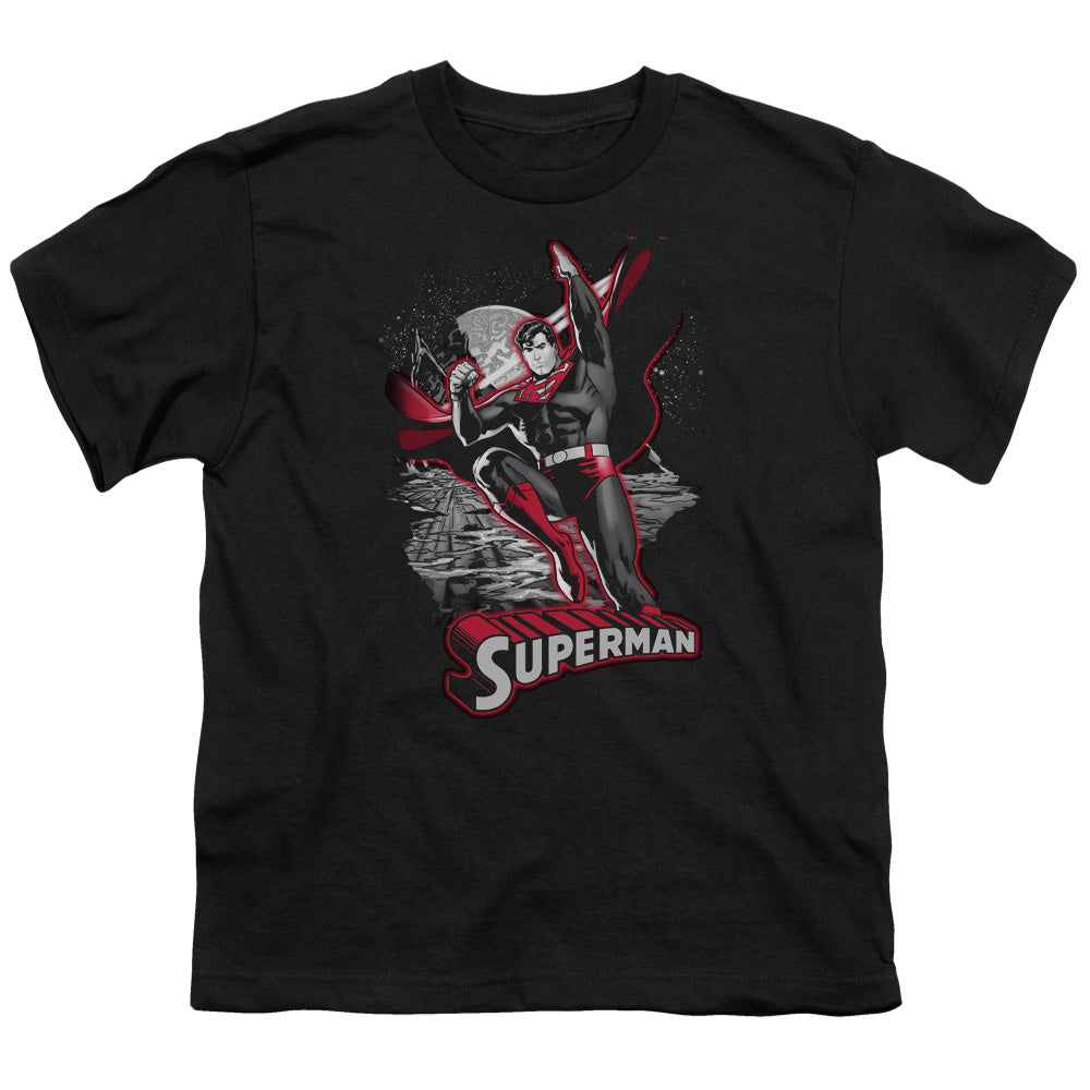 Justice League Superman Red & Gray Kids Youth T Shirt Black Officially Licensed