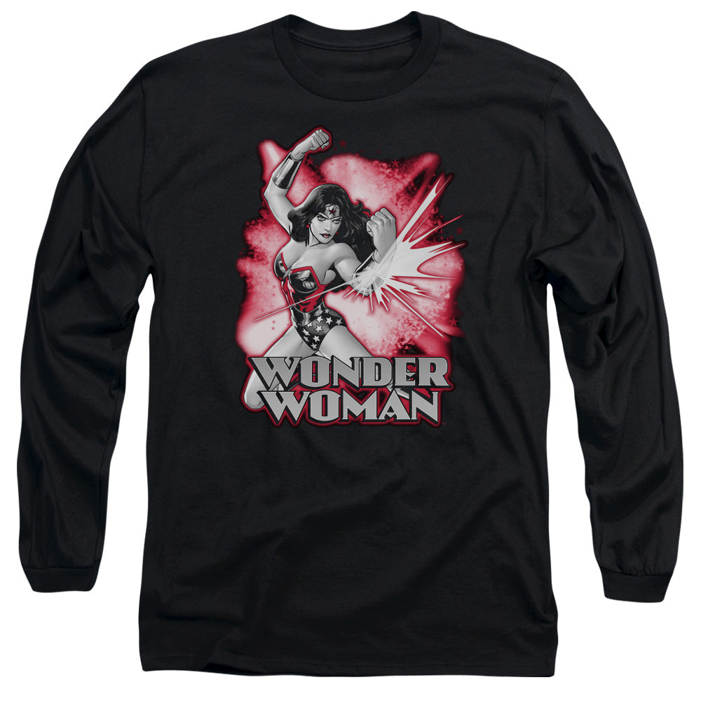 Justice League Of America Wonder Woman Red & Gray Mens Long Sleeve Shirt Black Officially Licensed