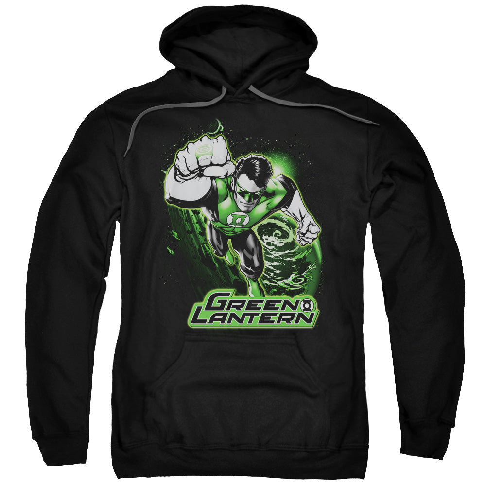 Justice League Green Lantern Green and Gray Mens Hoodie Black Officially Licensed
