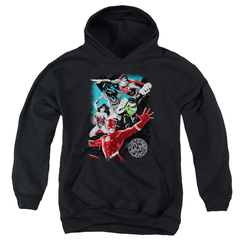 Justice League Galactic Attack Kids Youth Hoodie Black Officially Licensed