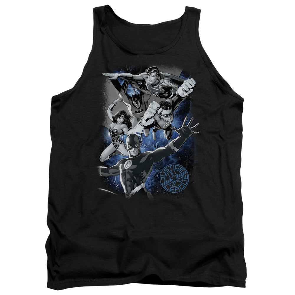 Justice League Galactic Attack Nebula Mens Tank Top Shirt Black Officially Licensed