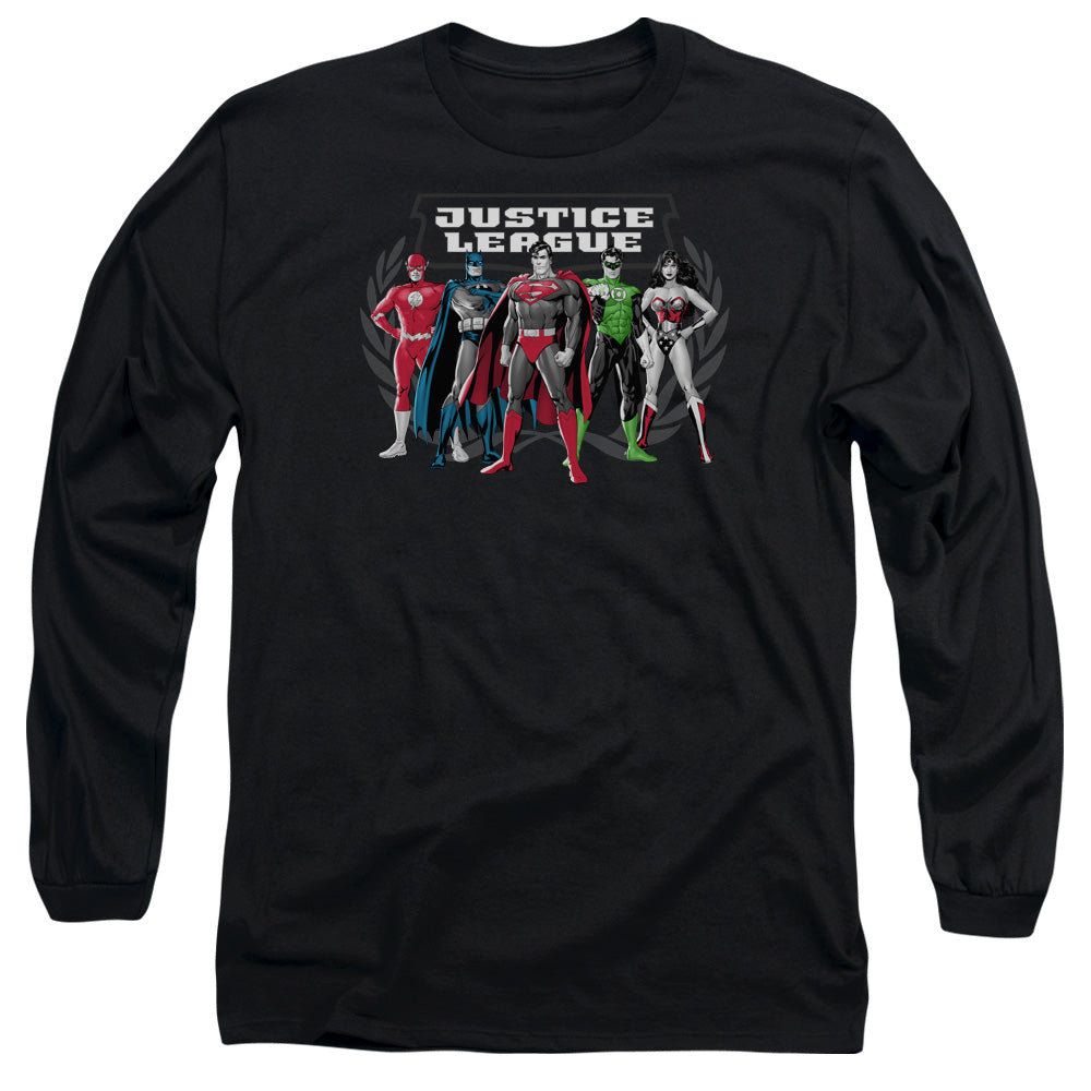 Justice League the Big Five Mens Long Sleeve Shirt Black Officially Licensed
