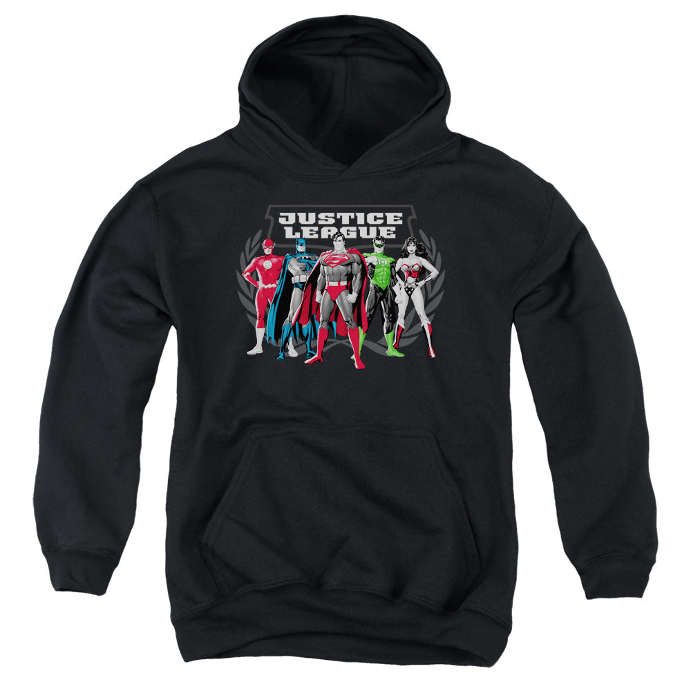 Justice League the Big Five Kids Youth Hoodie Black Officially Licensed